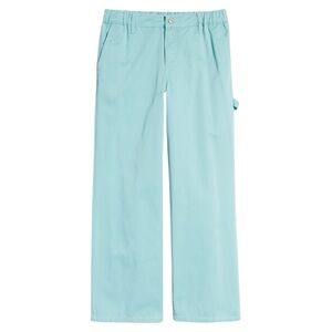 Bp 100% cotton unisex full straight leg carpenter pants teal nile NEW Large